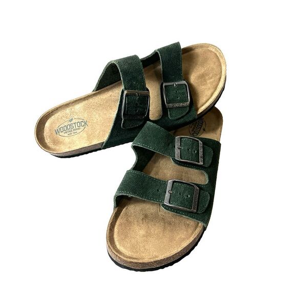 Woodstock Men\'s Green Suede Double-Buckle Slide Sandals WOODSTOCK Vintage Brand Bert Leather & | Mercari main image 3